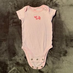 🧶Carter’s Pink Elephant Striped Onsie 3 Months